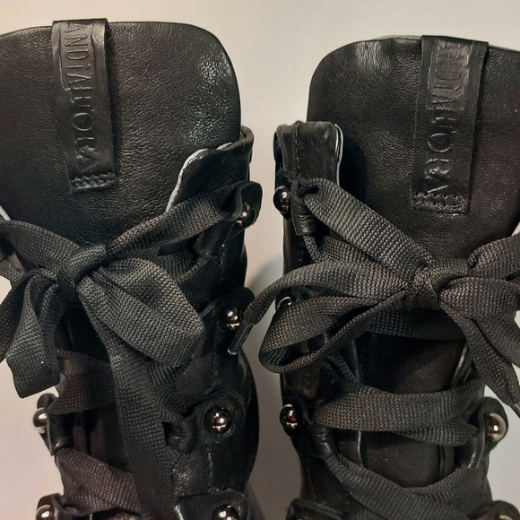 Andìa Fora black leather side-zip laced combat boots, EU41, EUC - Picture 4 of 15